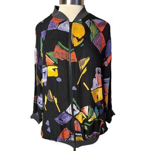 Sharon Anthony art to wear women’s front zip multicolors light weight